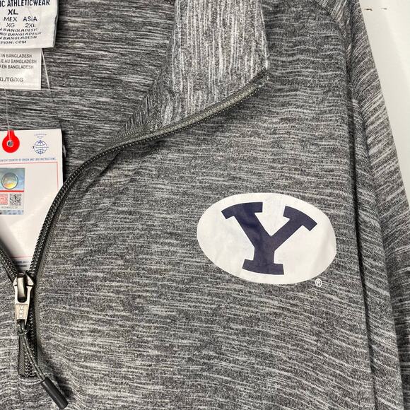 BYU Cougars Men's Champion Long Sleeve XL New Gray Quarter Zip Pullover Athletic - Picture 7 of 8